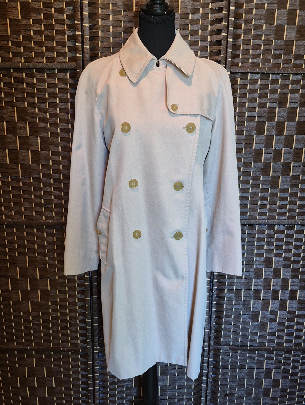 MaxMara Cream Trench Coat Jacquard Lined Coat
